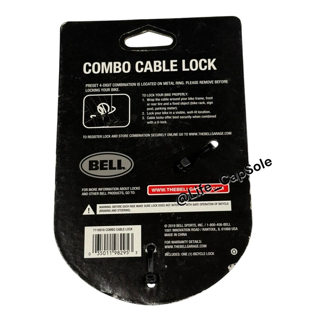 BELL Bicycle Combination Cable Lock 8mm x 5' Protective‎ Cover Bike Lock D17 - Picture 5 of 6